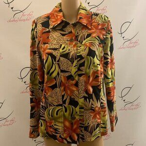 Allison Daley. Sz 8. Slightly Sueded Long Sleeve Paneled Button Up Jacket. B54